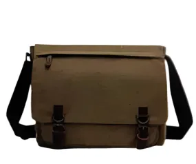 Canvas & Leather Shoulder Messenger Bag - Camel-VS-8645
