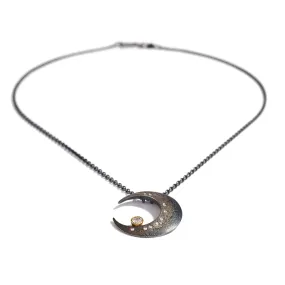 Crescent Moon Necklace with Diamonds