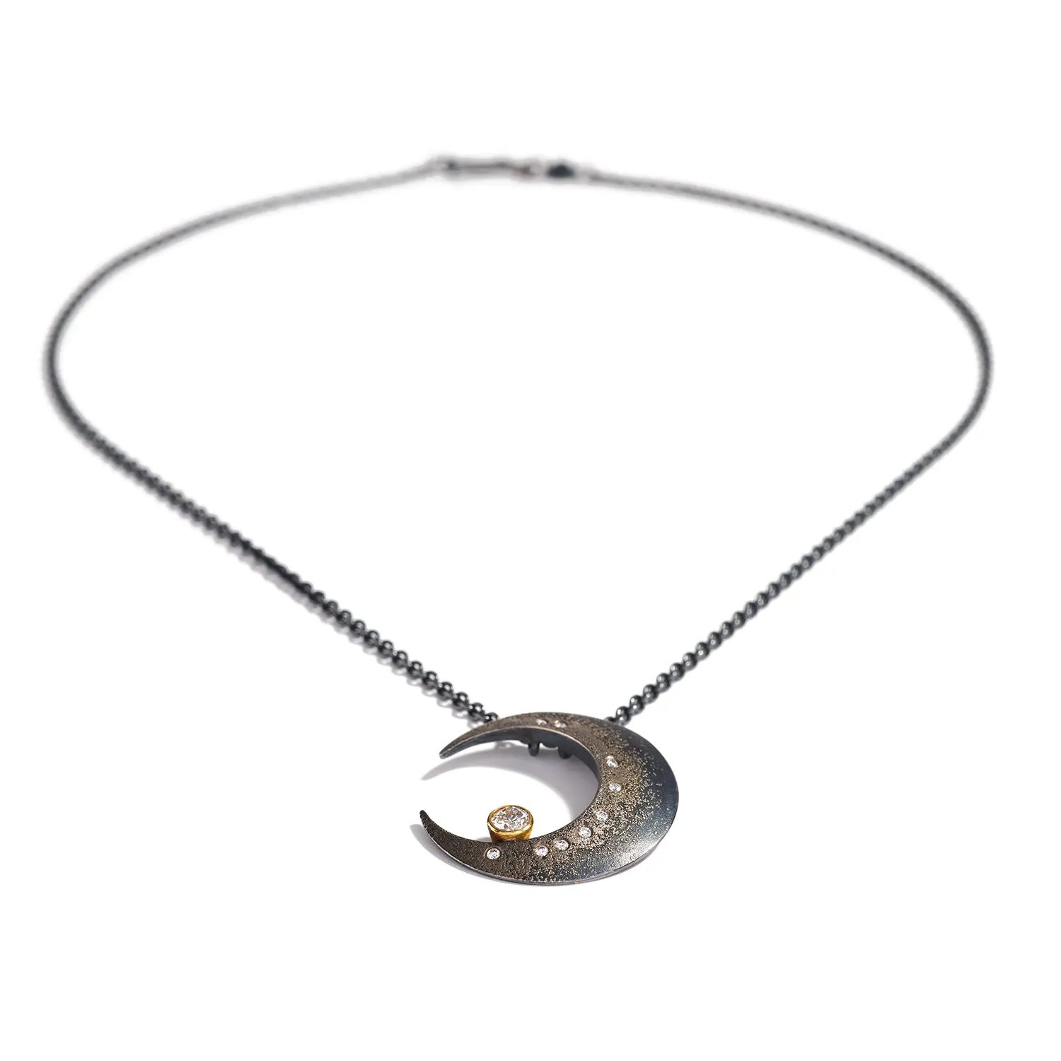 Crescent Moon Necklace with Diamonds