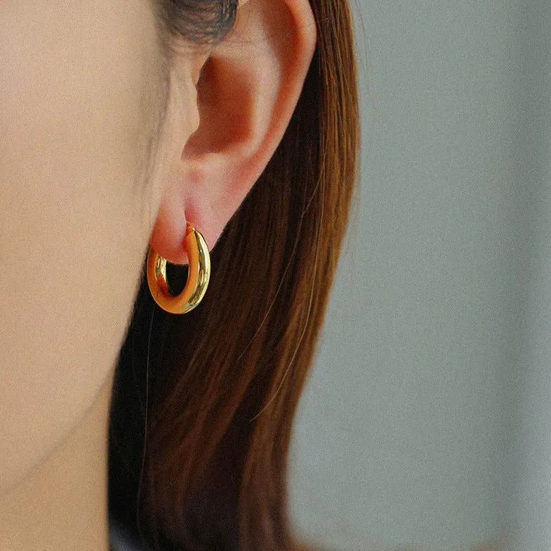 Gold Bean Hoops Pearl Earring Gold Vermeil