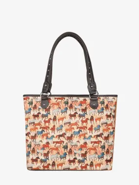 Montana West Multicolor Horse Canvas Tote Bag