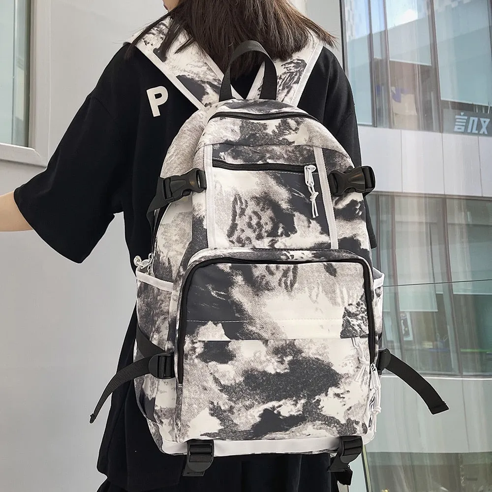 Wenkouban Harajuku Girl Male School Bag Female Graffiti Print Men Backpack Women Book Boy Bag Nylon Ladies Fashion Laptop Backpack Student