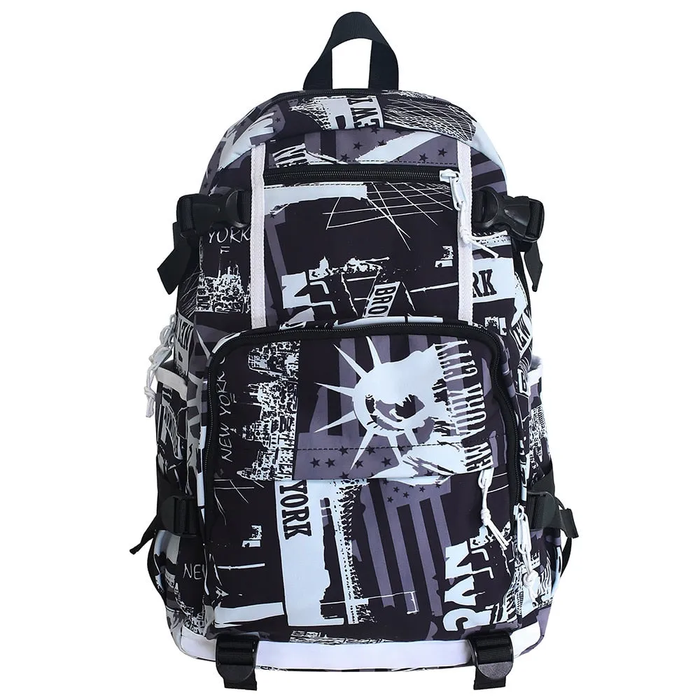 Wenkouban Harajuku Girl Male School Bag Female Graffiti Print Men Backpack Women Book Boy Bag Nylon Ladies Fashion Laptop Backpack Student