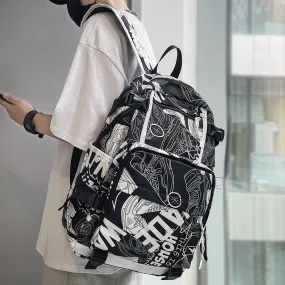 Wenkouban Harajuku Girl Male School Bag Female Graffiti Print Men Backpack Women Book Boy Bag Nylon Ladies Fashion Laptop Backpack Student