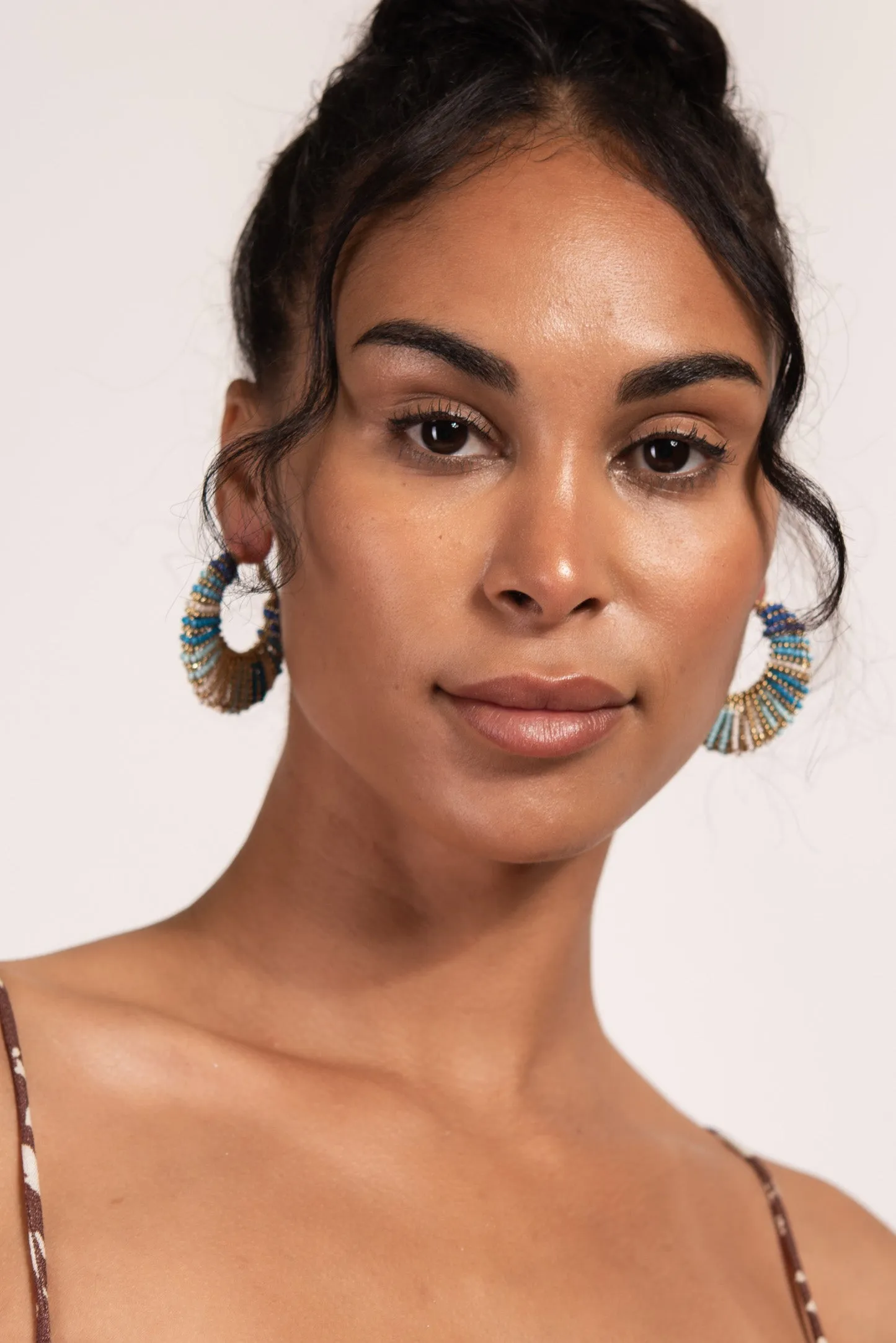 Zaria Beaded Boho Crescent Hoops